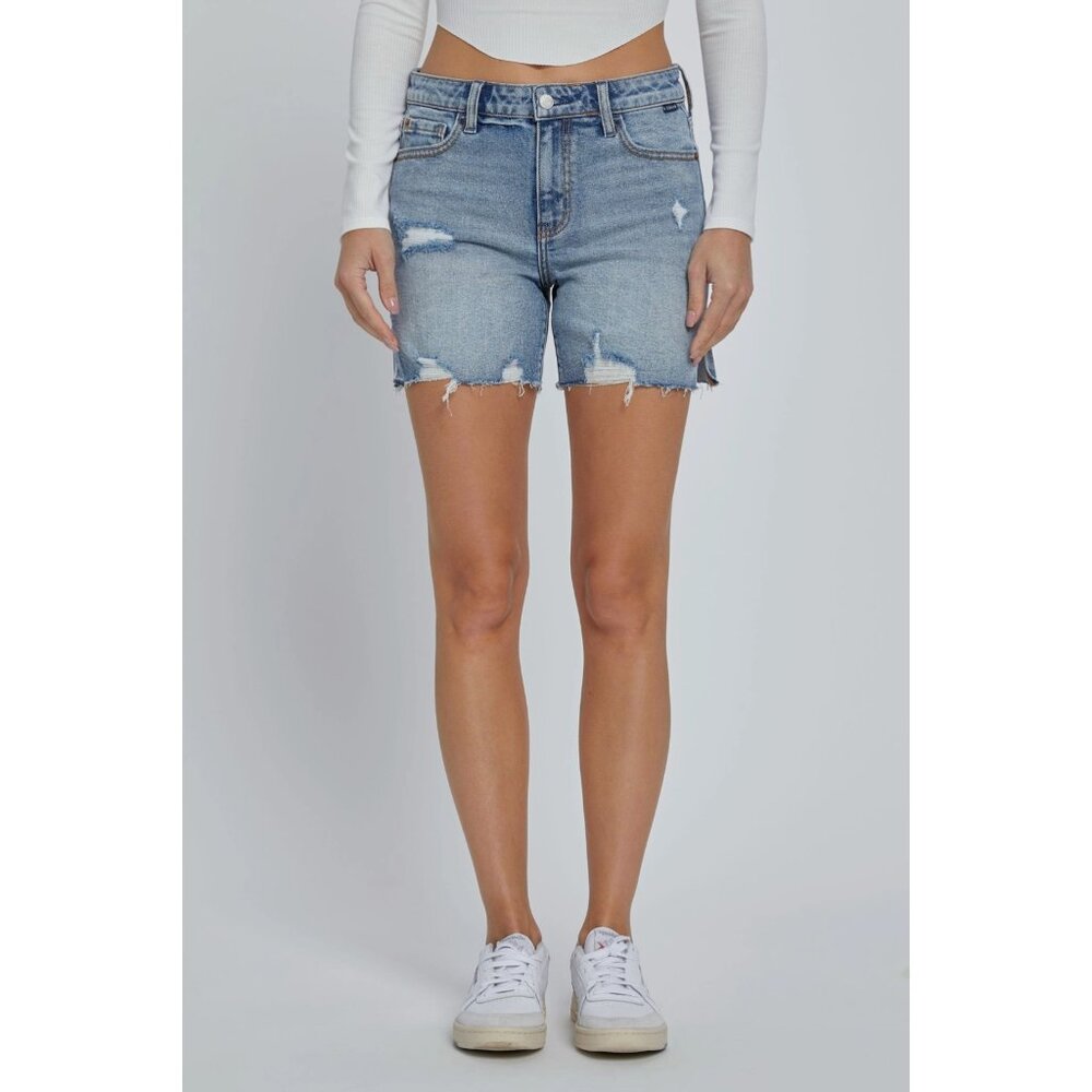 Riding High Mid-Rise Denim Shorts